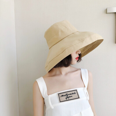 

Sunshade-cap womens summer fish&fu hat large-along solid-color Japanese-style basin cap sun-cap sun-proof