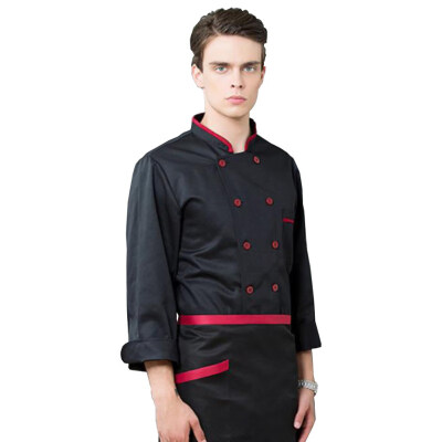 

Fashion Long Sleeve Pocket Chef Shirt Top Restaurant Hotel Kitchen Costume