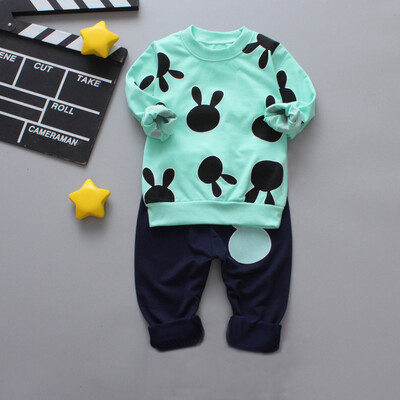 

Toddler Kid Baby Rabbit Print Long Sleeves TopPants Girls Clothes Outfit Sets