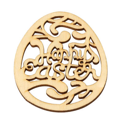 

10pcs Wooden Egg Pieces with Hemp String DIY Cutout Craft Embellishments