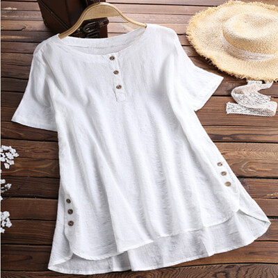 

Women Tops Ladies Blouse Beach Summer Button Front Hirts Fashion Checked