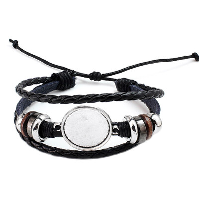 

new Top Leather Retro Handmade Snap Charm Bracelet Jewelry