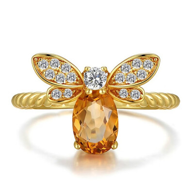 

Jewelry Bee Artificial Gemstone Oval Crystle Plated with 14K Gold for Women