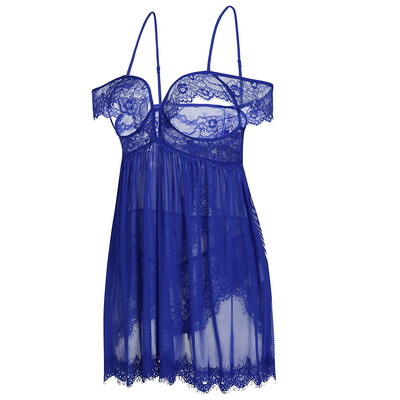

Toponeto New Women Lace Off-Shoulder Strapless Lingerie Underwear Back Split Nightdress
