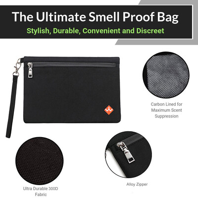 

Smell Proof Bag Odor Proof Pouch Active Odor Scents Eliminator Carbon Lining Zipper Sealing 300D Waterproof Container for Herbs Pi