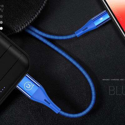 

USAMS New Durable Braided Reversible Lightning Charging Data Cable W Indicator Light For IPHONE-025m