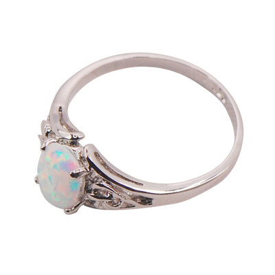 

Design White Opal Ring Fashion Jewelry Women Silver Color Zircon Rings