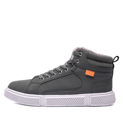 

2019 Mens Vulcanized Shoes Winter High Top Sneakers Male Warm Men Shoes Leather Casual Flats Footwear Big Size 46 45 Zapatillas