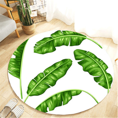 

Toponeto Tropical Plant leaves Pattern Round Flannel Bathroom Kitchen Carpet 80cm