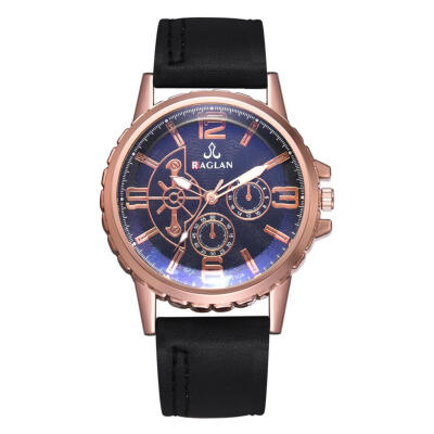 

Business Analog Quartz Watches Large Dial Men PU Leather Strap Wristwatch