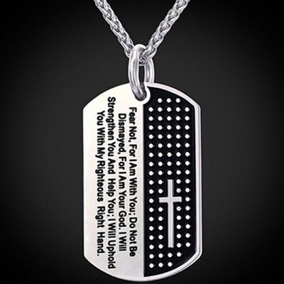 

Necklaces Stainless Steel Chain Bible Verse Christian Jewelry Pendant Christmas Gift For Men Gold Color Dog Tag