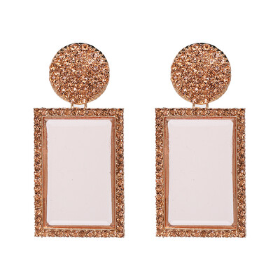 

2019 WOMEN brand square geometric dangle earrings for women big Ethnic statement earrings Fashion jewelry