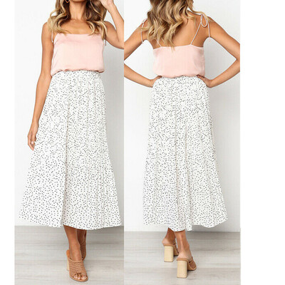

Womens Plus Size Boho High Waist Beach Full Lenght Maxi Skirt Summer Long Dress