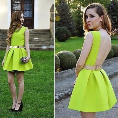 

NEW Women Sexy Sleeveless Pleated Skater Skirt Evening Cocktail Party Mini Dress