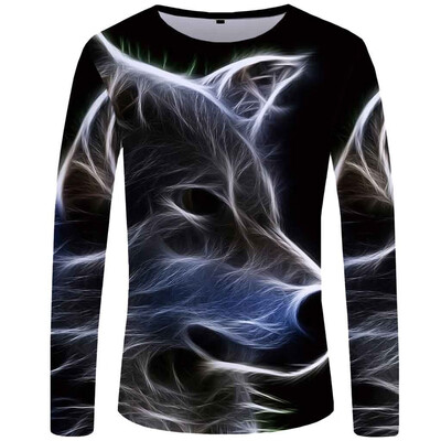 

Toponeto Mens Casual 3D Printed Long Sleeve Round Neck New Style Shirt Blouse Tops
