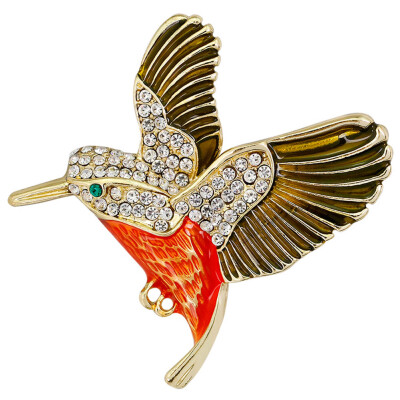 

New Mode Style Dark Red Yellow Alloy Woodpecker Brooch In Personal Temperament Wild For Women Birthday Fashion Gifts