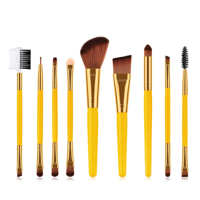 

〖Follure〗9PCS Yellow Cosmetic Makeup Brush Brushes Foundation Powder Eyeshadow Brush Set