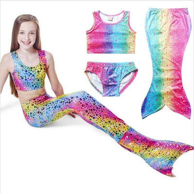 

Girls Kids Mermaid Tail Swimmable Bikini Set Swimwear Swimsuit Swimming Costumes