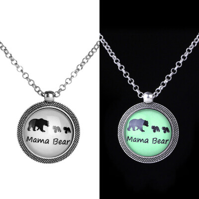 

New Letter Mama Bear Zinc Alloy Luminous Cubs Necklace