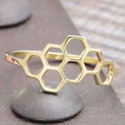 

New Fashion Honeycomb Shape&Linked Hexagon Finger Ring for Women Birthday Gift Perfect