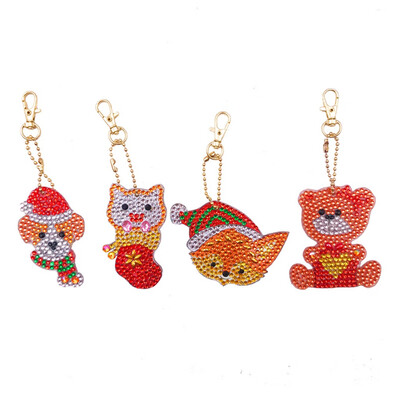 

YIWULA4Pcs DIY Marine Animals Toy 5D Diamond Painting KeyRing Key Chain Pendant Gift