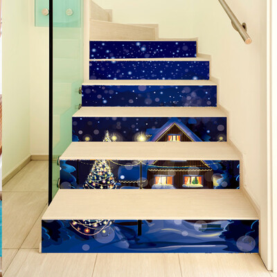 

Tailored 3D Christmas Decor Stairs Wall Stickers Self Adhesive Door Mural Decals DIY Home