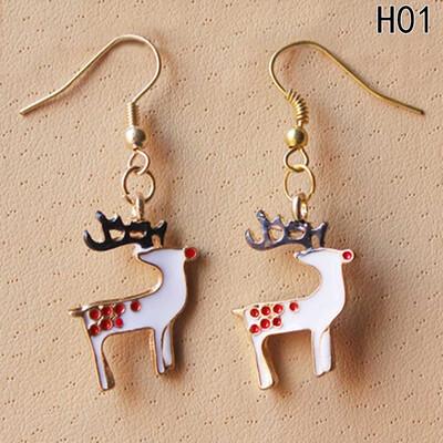 

Fashion Christmas Jewelry Cartoon Elk Christmas Tree Drop Dangle Earrings for Women Girl Christmas Gifts