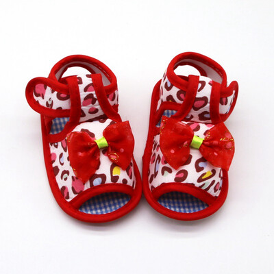 

Cotton Leopard Print Solid Color Bowknot Design Shoes Soft Sole Anti-slip Shoes Summr Kids Baby Girl Shoes
