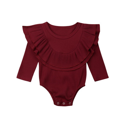 

Newborn Baby Girl Ruffle Solid Romper Bodysuit Jumpsuit Outfits Clothes