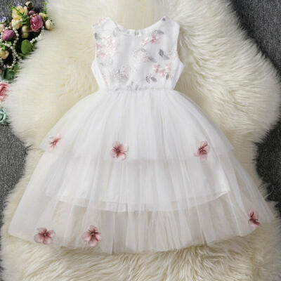 

Toddler Kids Baby Girls Sleeveless Clothes Tulle Dress Flower Party Dress