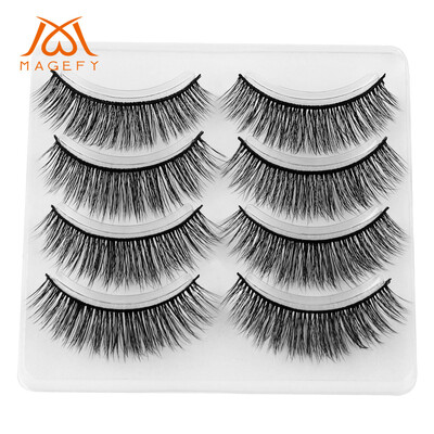 

Gobestart 4Pair Luxury 3D False Lashes Fluffy Strip Eyelashes Long Natural Party