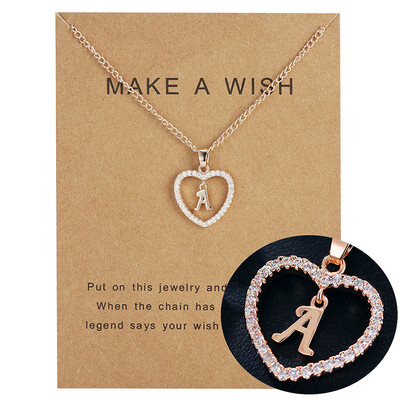 

26 A-Z Letters Name Initial Necklaces For Women Crystal Love Heart Alphabet Family Letter Pendant Necklace Collares Gift Jewelry