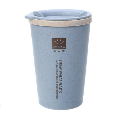 

Gobestart 280ML Wheat Straw Portable Double-wall Portable Office Coffee Tea Mug Cups Gifts