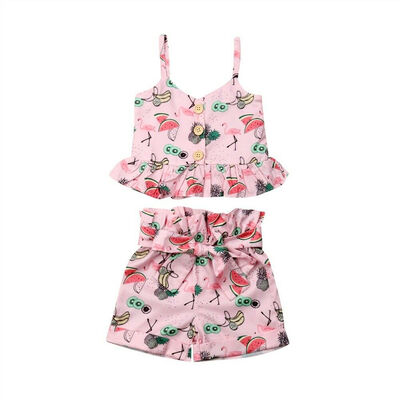 

Girls Floral Sling Ruffle Top & Short Pants Outfit Toddler Kids Baby Clothes