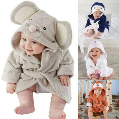 

Lovely Baby Boys Girls Cartoon Hooded Bathrobe Child Toddler Bathing Towel Robe