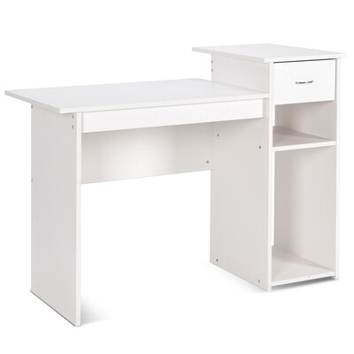 

Computer Desk PC Laptop Table With Drawer&Shelf-White