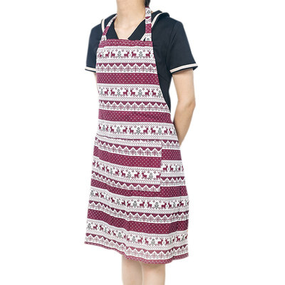 

Nordic Style Linen Apron Christmas Tree Deer Printing Brief Adult Kitchen Baking Cooking Accessories Bib Aprons