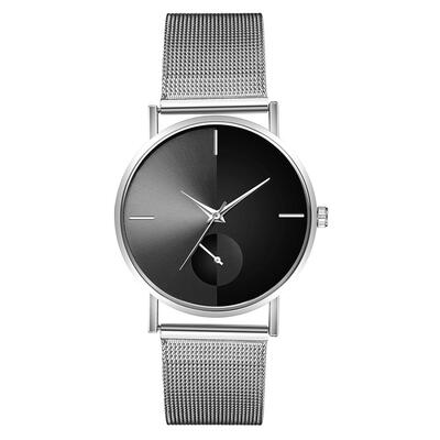 

Fashion Men Quartz Watch Luxury Two Eyes 4 Pins Mesh Strap Alloy Watches