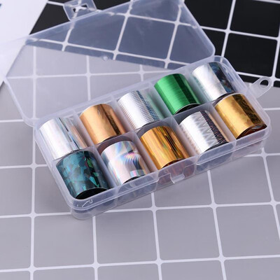 

10pcs Laser Starry Sky Nails Stickers Metal Foil Nails DIY Manicure Decals