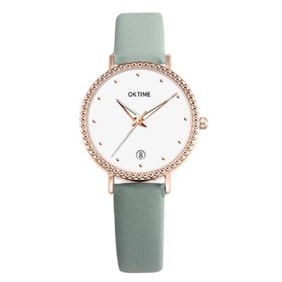 

Fashion Simple Women Quartz Watch Student Calendar Alloy Case PU Leather Band Wrist Watch