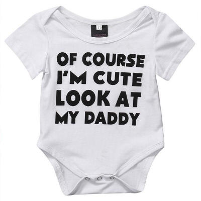 

Newborn Baby Boy Girl Romper Summer Onesie Letter Print Bodysuit Clothes Outfits