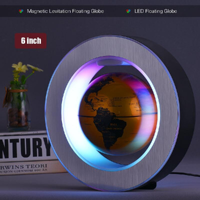 

6 Inch Magnetic Levitation Floating Earth Globe World Map with LED Color Light Circular Shape Base for Home Office Desk Decoration
