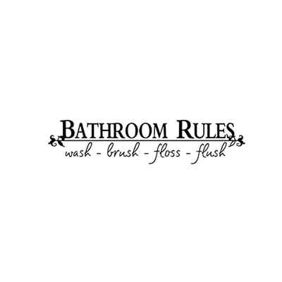

Bathroom Rules Wash Brush Floss Flush Quote Words Saying Shower Wall Stickers Papers Poster Home Art Decals