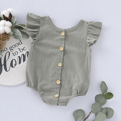 

Newborn Baby Girl Solid Color Short Sleeve Romper Bodysuit Jumpsuit Outfits Clothes
