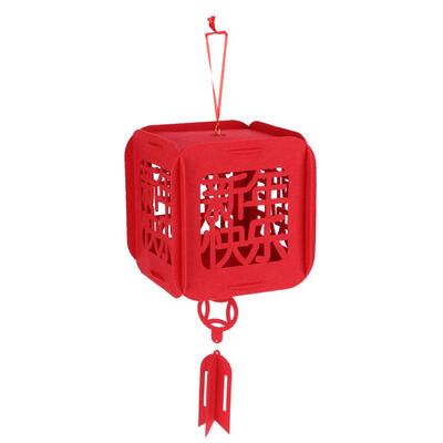 

Happy New Year 3D Square Lantern Felt Cloth LED Candle Hang Pendant Decor