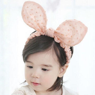 

Newborn Baby Kids Girls Print Dot Rabbit Ears Hairband Turban Bow Knot Headband