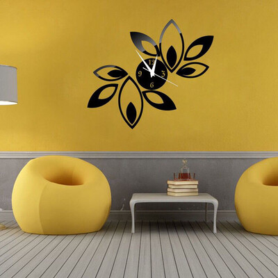 

〖Follure〗Big Flower Lotus DIY 3D Art Acrylic Mirror Wall Clock DIY Wall Sticker