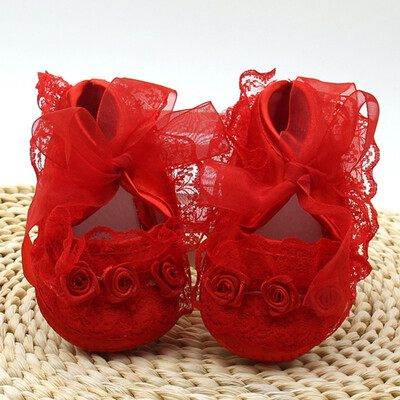 

1 Pair Toddler First Walkers Solid Baby Shoesborn Girls Lace Cloth Soft Sole Princess Shoes Prewalkerest
