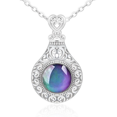 

925 Silver Color Change Temperature Sensor Round Charm Pendant Necklace