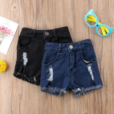 

2018 Fashion Summer Newborn kids Holes Denim Jeans Kids Stretch Ripped Short